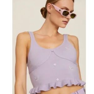 Louna lavender knit crop top with butterflies medium